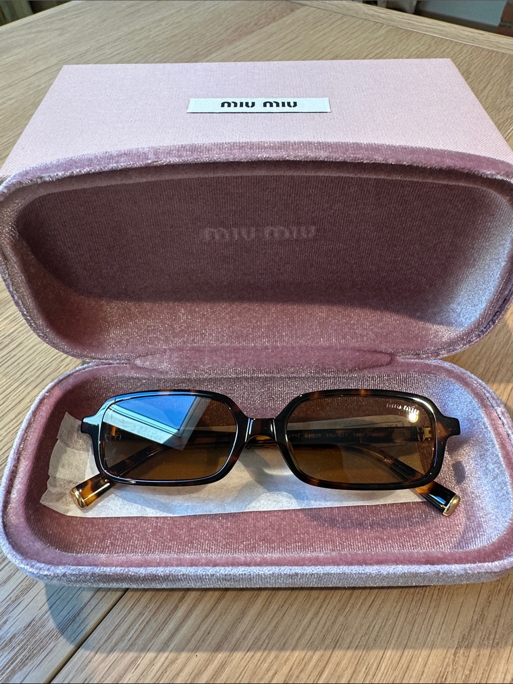 Miu Miu Tortoiseshell Rectangular Women's Sunglasses with Brown Lenses